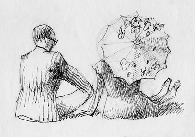 Sitzendes Paar von hinten von Shirley Markham