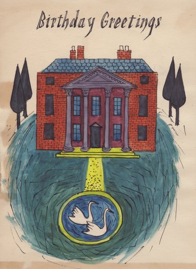 Herrschaftliches Haus, Geburtstagskarte, 1952 von Shirley Markham