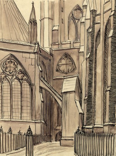 Das Kapitelhaus, Westminster Abbey, London, um 1950 von Shirley Markham