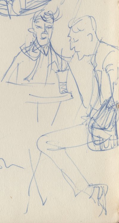 Zwei Männer an einem Cafétisch von Shirley Markham