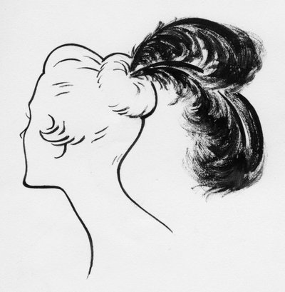 Frau mit Straußenfedern, ca. 1950 von Shirley Markham