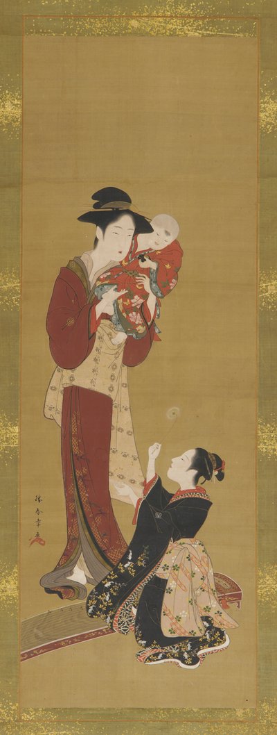 Frau, ein Baby und ein junges Mädchen, 1726-1868 von Shunsho
