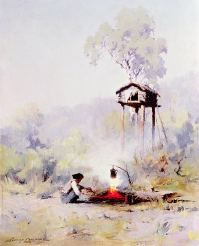 Lagerfeuer von Sidney Laurence