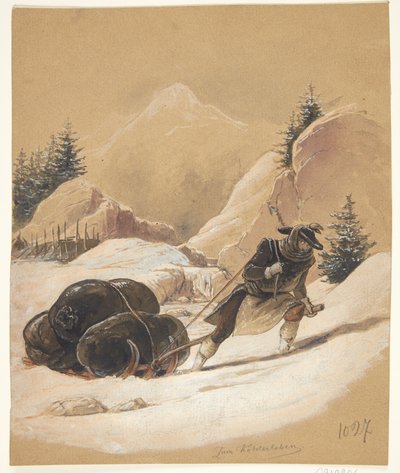 Mann mit Schlitten von Sigmund Ferdinand Ritter von Perger