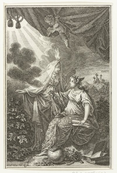 Allegorische Figuren in der Nähe des Hügels Golgota von Simon Fokke