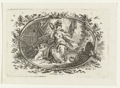 Minerva als Schutzherrin der Bildung und Künste von Simon Fokke