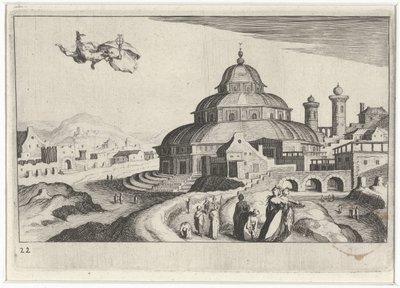 Stadtansicht mit Merkur von Simon Frisius