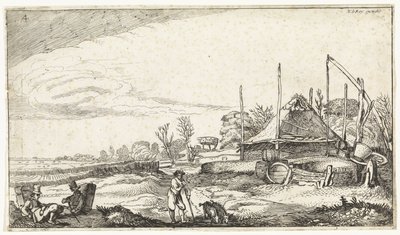 Landschaft mit rastenden Hausierern von Simon Poelenburg