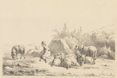 Hirte und Schafe von Simon van den Berg