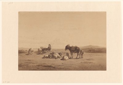 Rastender Schäfer mit Esel von Simon van den Berg