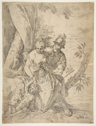 Mars, Venus und Amor, ca. 1637-1639 von Simone Cantarini