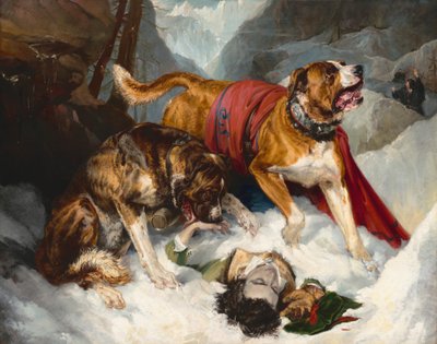 Alpenmastiffs beleben einen erschöpften Reisenden wieder von Sir Edwin Landseer