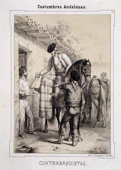 Schmuggler, „Andalusische Kostüme“ von D Antonio Chaman von Spanish School