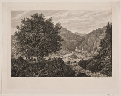 Berglandschaft mit einer Kirche von Søren Henrik Petersen