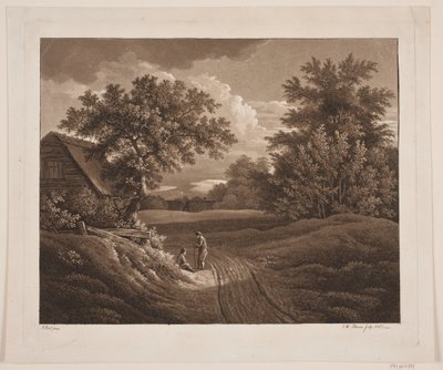 Landschaft mit zwei sprechenden Bauern von Søren Henrik Petersen