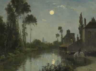 Mondbeschienener Fluss, ca. 1866-?70 von Stanislas Victor Edouard Lepine