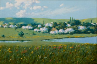 Frühlingslandschaft mit einem Teich von Stanislaw Ignacy Witkiewicz