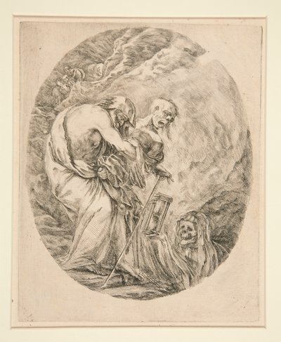 Der Tod begräbt einen alten Mann von Stefano della Bella