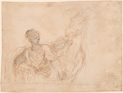 Figur führt ein Pferd von Stefano della Bella
