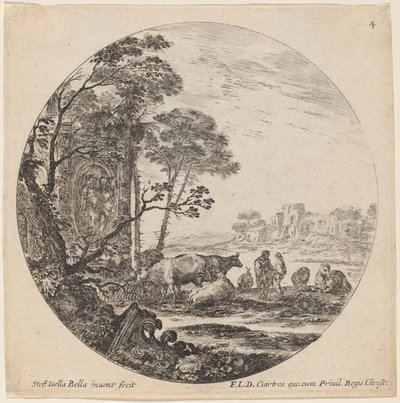 Landschaft mit römischen Ruinen von Stefano della Bella