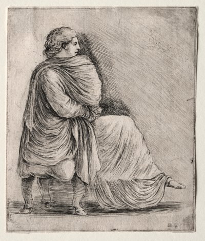 Frau auf einem Hocker sitzend von Stefano della Bella