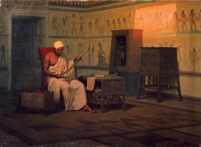 Ägyptischer Priester liest einen Papyrus von Stepan Wladislawowitsch Bakalowitsch