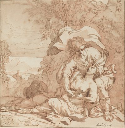 Prokris und Kephalos (?) von Studio of Simon Vouet