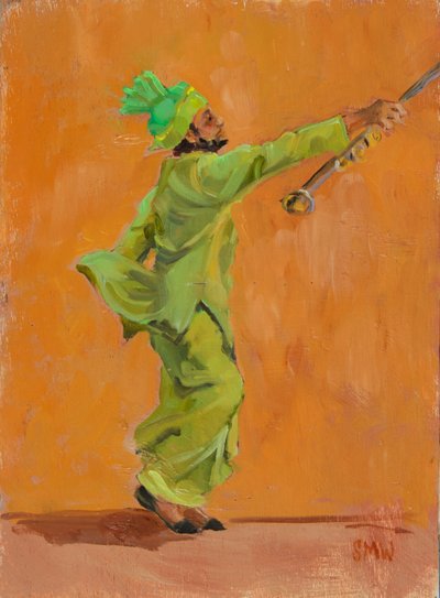 Indische grüne Tänzerin mit Chimta von Sue Wales
