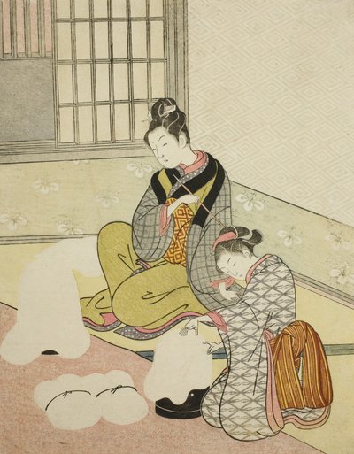 Abendschnee auf einem Flossformer von Suzuki Harunobu