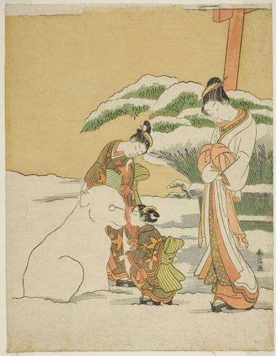 Einen Schneehund machen von Suzuki Harunobu
