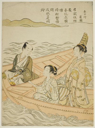 Treffen am Fluss (Parodie auf Hakurakuten) von Suzuki Harunobu
