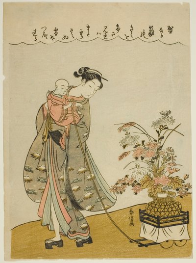 Ziehen eines Blumenwagens von Suzuki Harunobu
