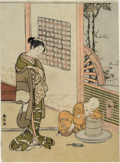 Der schlafende Teejunge (Parodie auf Hokaso) von Suzuki Harunobu