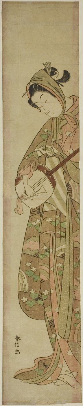 Frau, die Shamisen spielt von Suzuki Harunobu