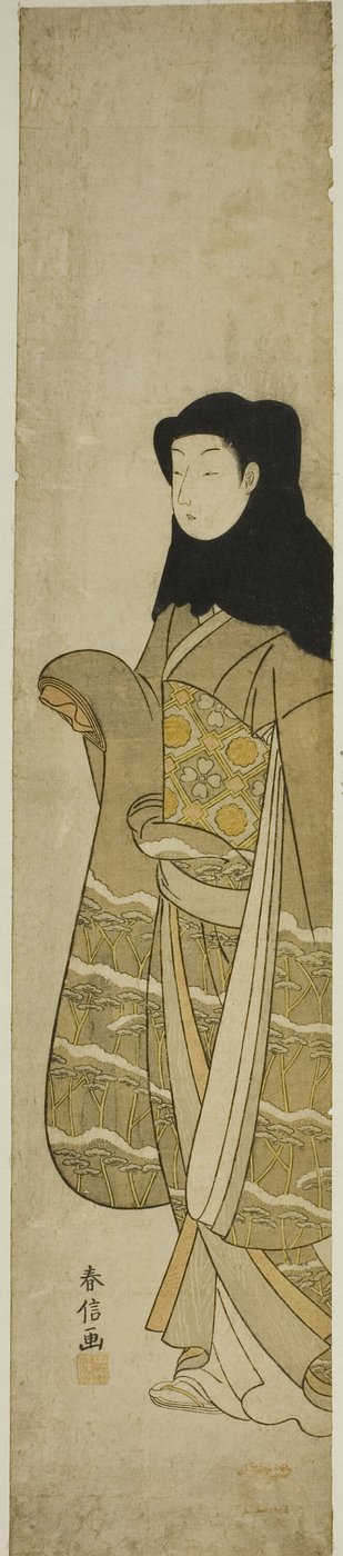 Frau mit schwarzer Kapuze von Suzuki Harunobu