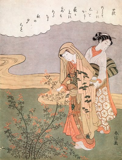 Junge Dame und Magd, ca. 1745-1770 von Suzuki Harunobu