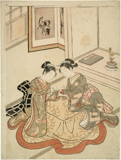 Junge Frauen spielen Fadenspiel von Suzuki Harunobu