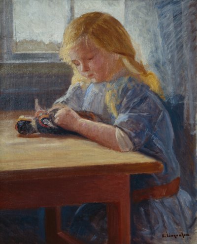 Mädchen spielt mit Puppe von Sven Jorgensen