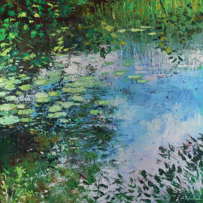 Lilien am Fluss von Sylvia Paul