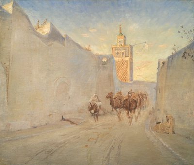 Kamele in einer Straße in Tunesien von Theodor Philipsen