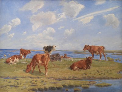 Kälber am Strand von Theodor Philipsen