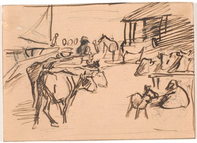Verladung von Vieh aus dem Hafen von Kastrup von Theodor Philipsen