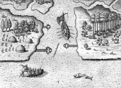 Die Franzosen verlassen den River May von Theodor de Bry