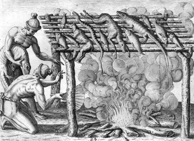 Timucua-Indianer beim Trocknen von Lebensmitteln von Theodor de Bry