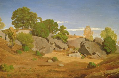 Felsen in Fontainebleau von Theodore Caruelle d Aligny