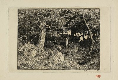 Felsen-Eichen von Theodore Rousseau
