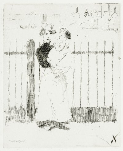 Emma und ihr Baby, Chelsea Embankment von Theodore Roussel