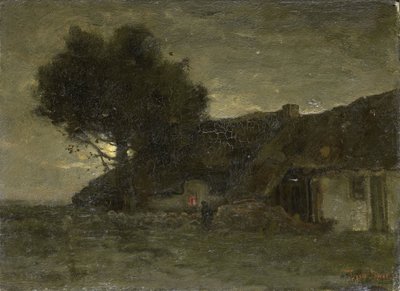 Eine Schafherde bei Einbruch der Nacht von Theophile de Bock