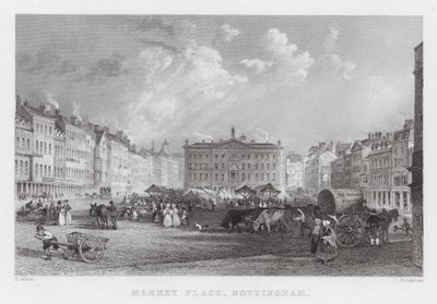 Marktplatz, Nottingham von Thomas (after) Allom