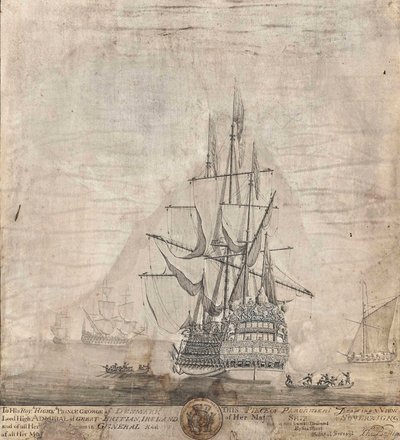 Ansicht von Seiner Majestät Schiff Royal Sovereign von Thomas Baston